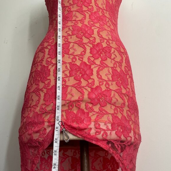 Pink Floral Lace Hi-Low Dress - Picture 6 of 12
